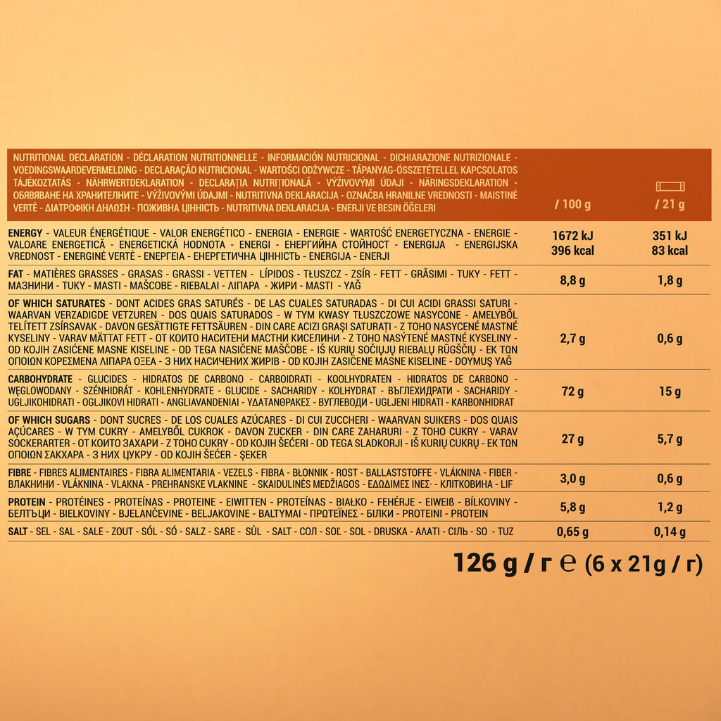 Energiniai javainių batonėliai su šokoladu / karamele, 6 x 21 g