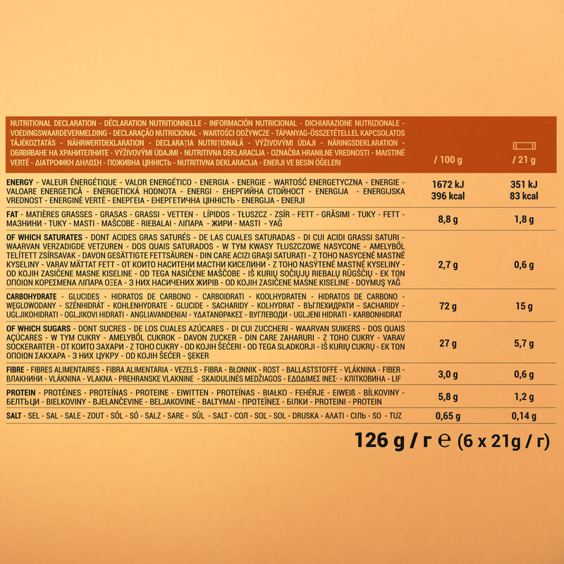 Energetické cereální tyčinky čokoládovo-karamelové 6 × 21 g