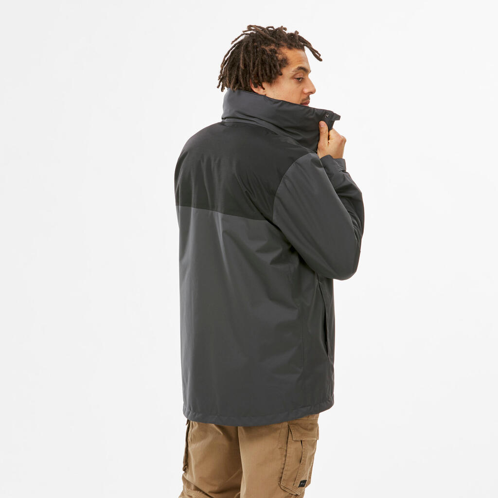Chamarra de senderismo 3 en 1 impermeable hasta 0 °C café para hombre NH100