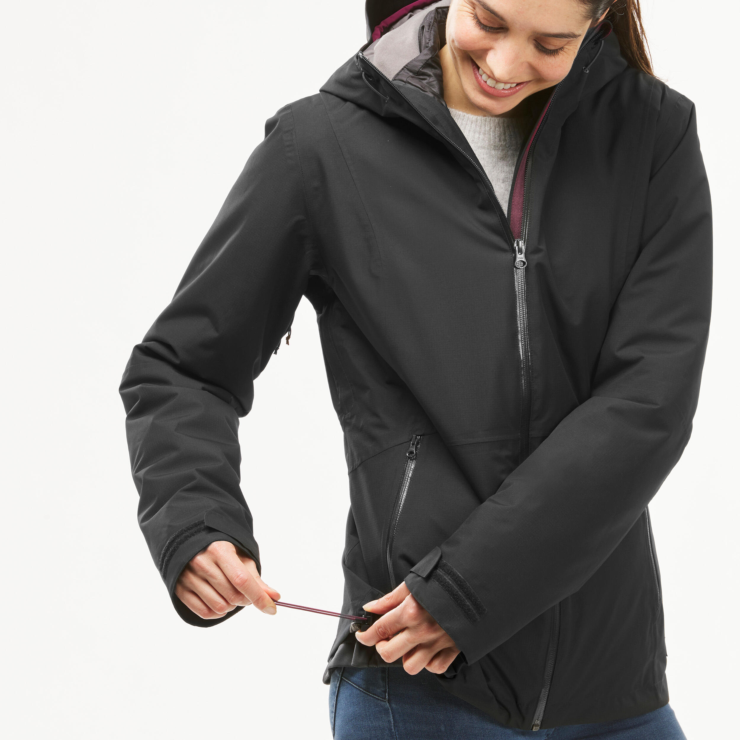 Women's Hiking 3-in-1 Jacket - Travel 500 Pink - black, black - Forclaz -  Decathlon