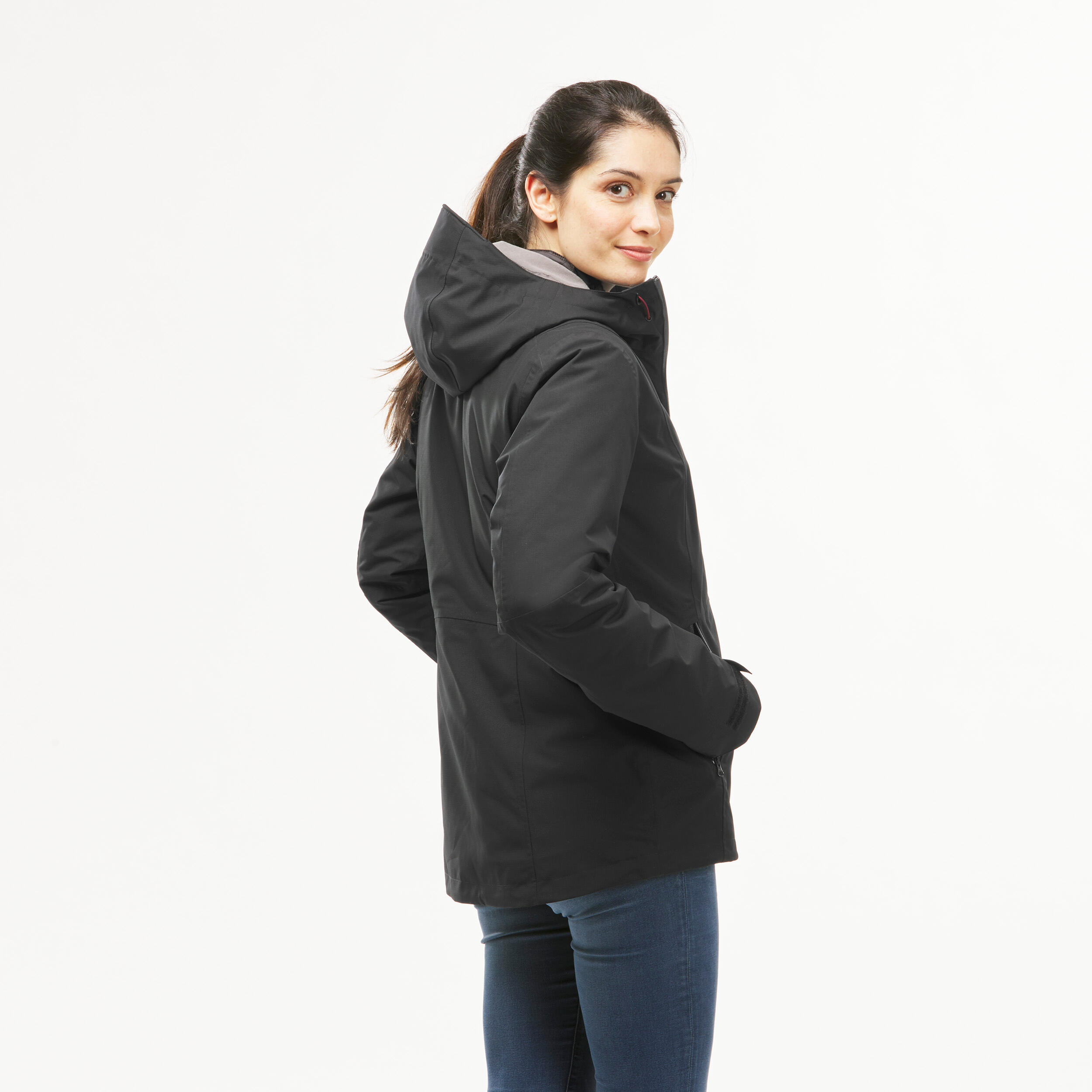 Manteau 3 en 1 femme - Travel 500 noir - FORCLAZ