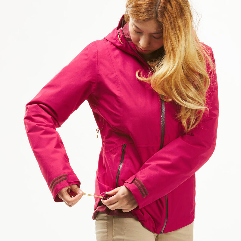 Chaqueta de montaña y trekking 3 en 1 impermeable Mujer Forclaz Travel 500