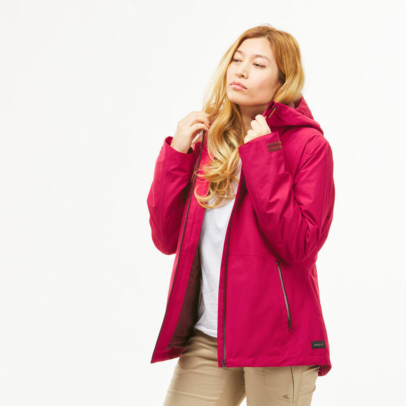 Női kabát túrázáshoz TRAVEL 500, 3 az 1-ben, -8 °C komforthőmérséklet, rózsaszín 