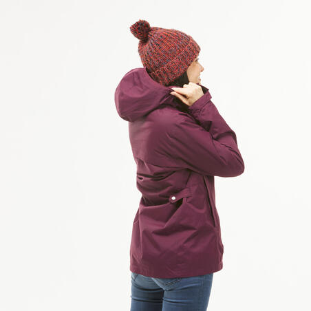 Куртка жіноча Travel 100 3 в 1 для трекінгу за температури 0° бордова