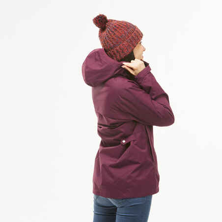 Women's waterproof 3in1 travel trekking jacket - Travel 100  0° - Burgundy