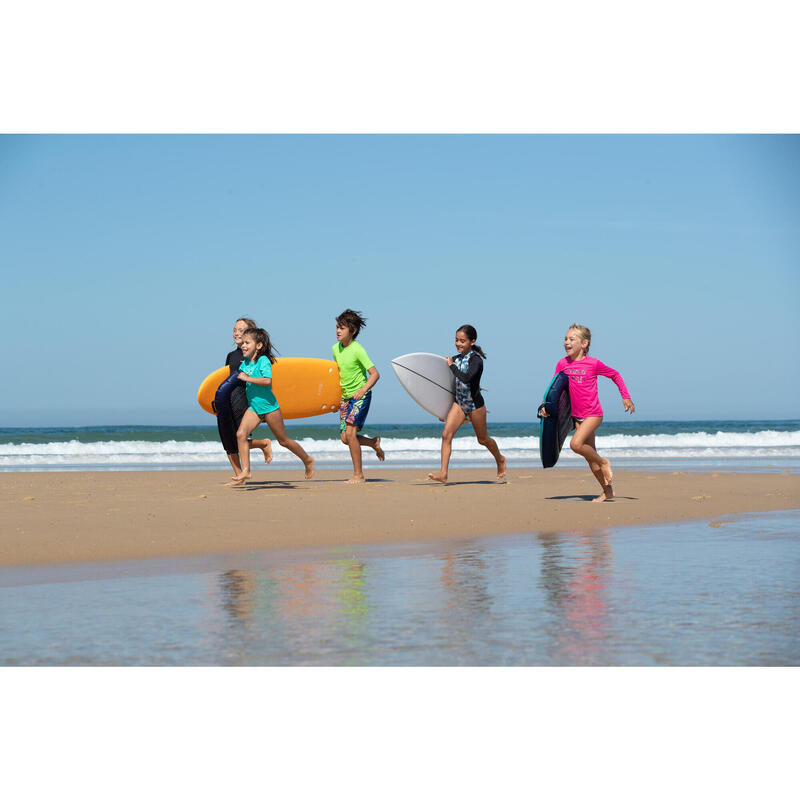 Licra Solar de surf 100 Mangas Compridas Criança Rosa Estampado
