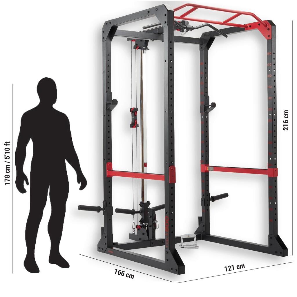 Kraftstation Rack 900: Squat Rack, Klimmzug, Kabelzug, Bankdrücken, Latzug