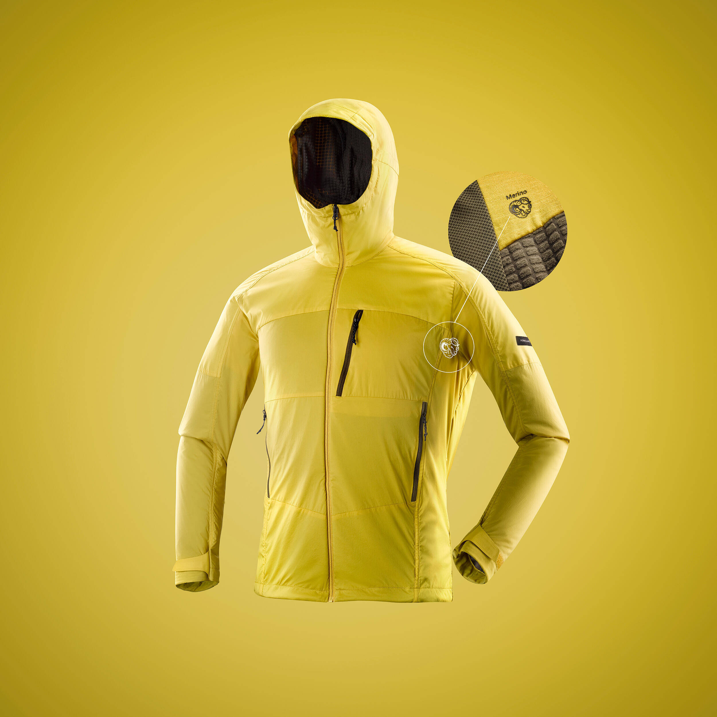 Men Trekking Softshell Windbreaker  - MT900 Yellow -  2