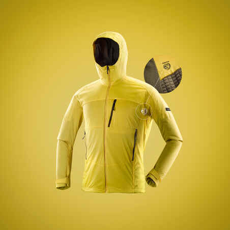 Men's Mountain Trekking Softshell Wind Warm Jacket  | TREK 900 WINDWARM Yellow