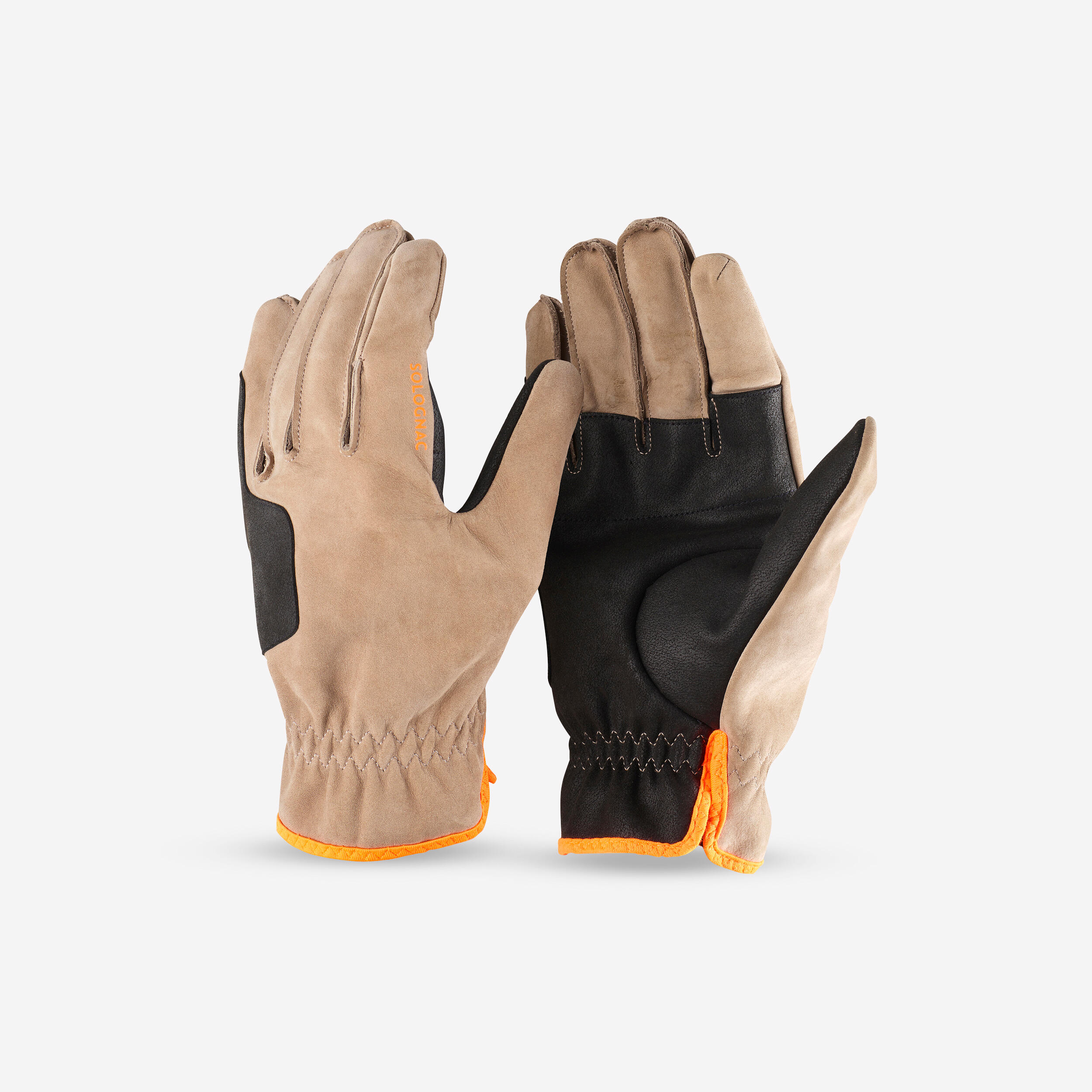 SOLOGNAC HUNTING LEATHER GLOVE SUPERTRACK BROWN
