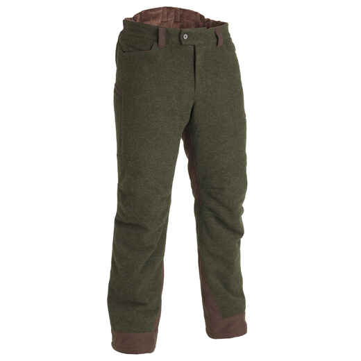 
      Poľovnícke hrejivé vlnené nohavice 900 nehlučné zelené
  