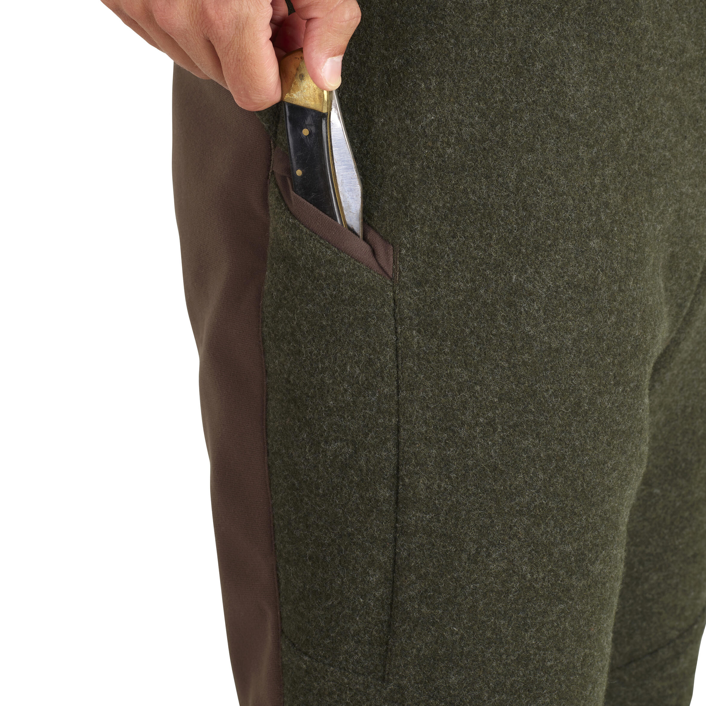 PANTALON CHASSE CHAUD LAINE SILENCIEUX VERT 900 9/16