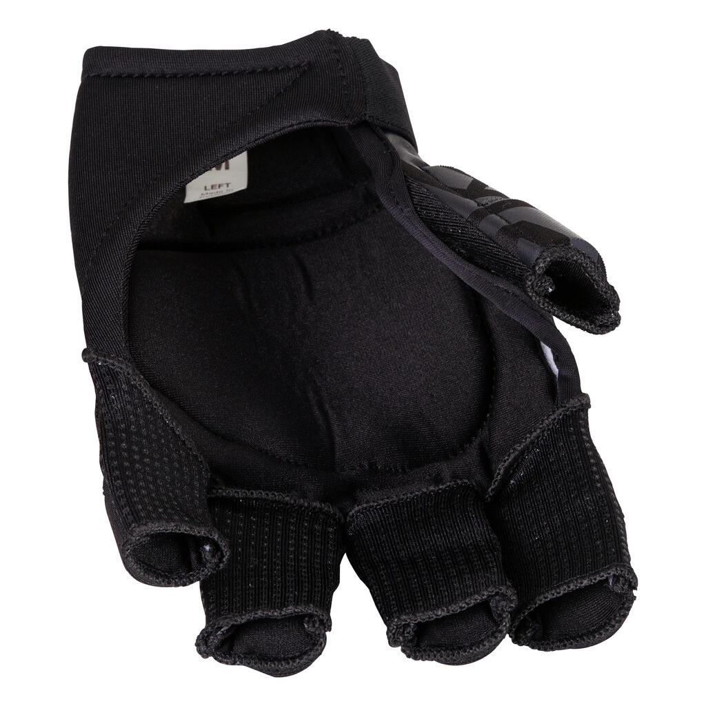 Damen/Herren 3/4-Finger Hockey Handschuh - FH520 schwarz/grau