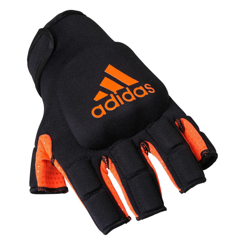Beschermhandschoen voor hockey tiener/volwassene 2 kootjes OD zwart/rood