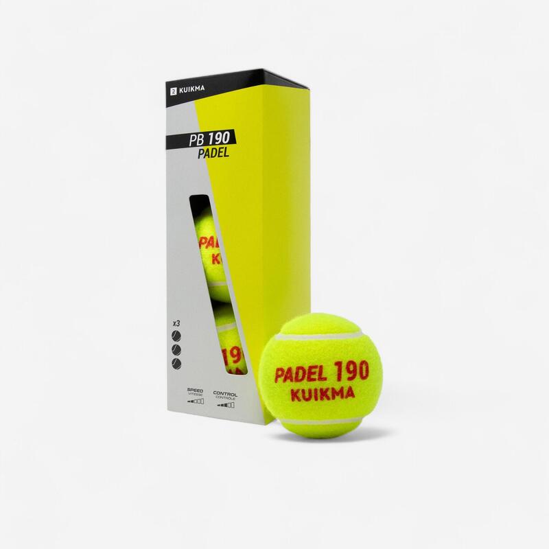 Pelota de pádel sin presión - Kuikma PB190*3