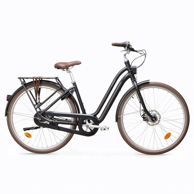 Bicicleta urbana cuadro bajo aluminio Elops 900 negro