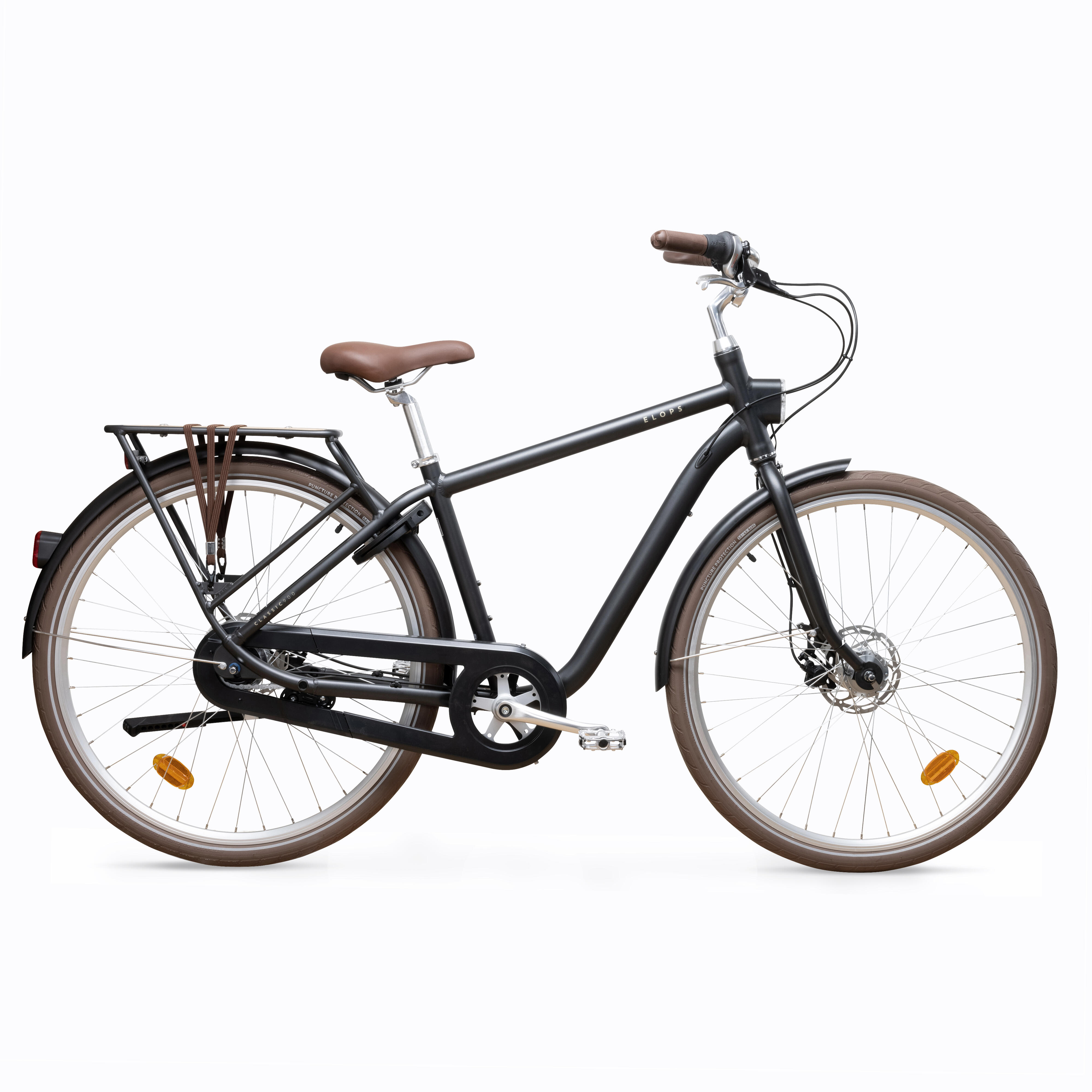 Bicicleta urbana cuadro alto aluminio Elops 900 negro Decathlon