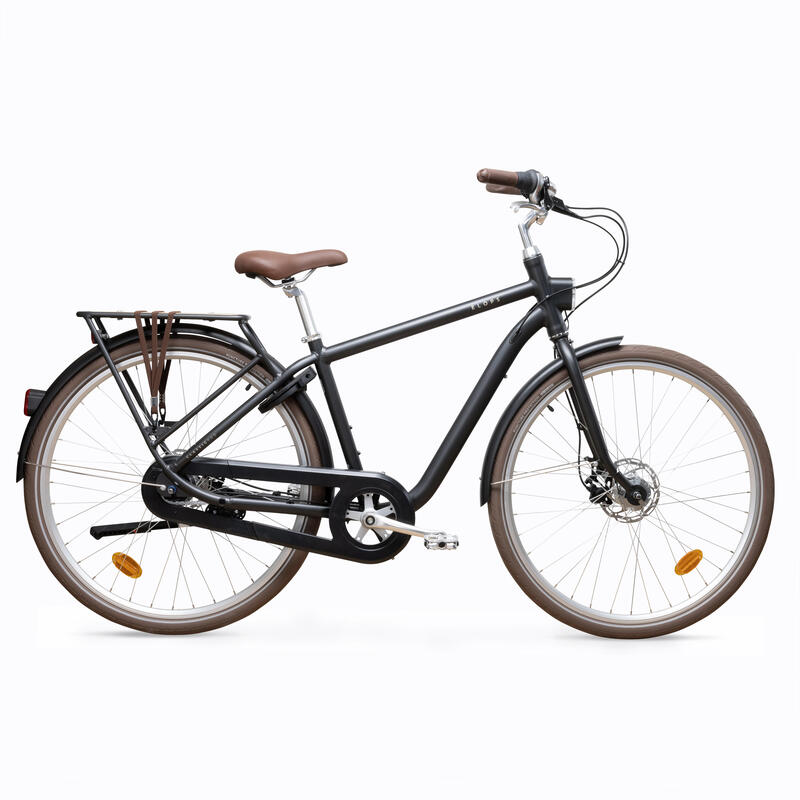 Bicicleta urbana cuadro alto aluminio Elops 900 negro