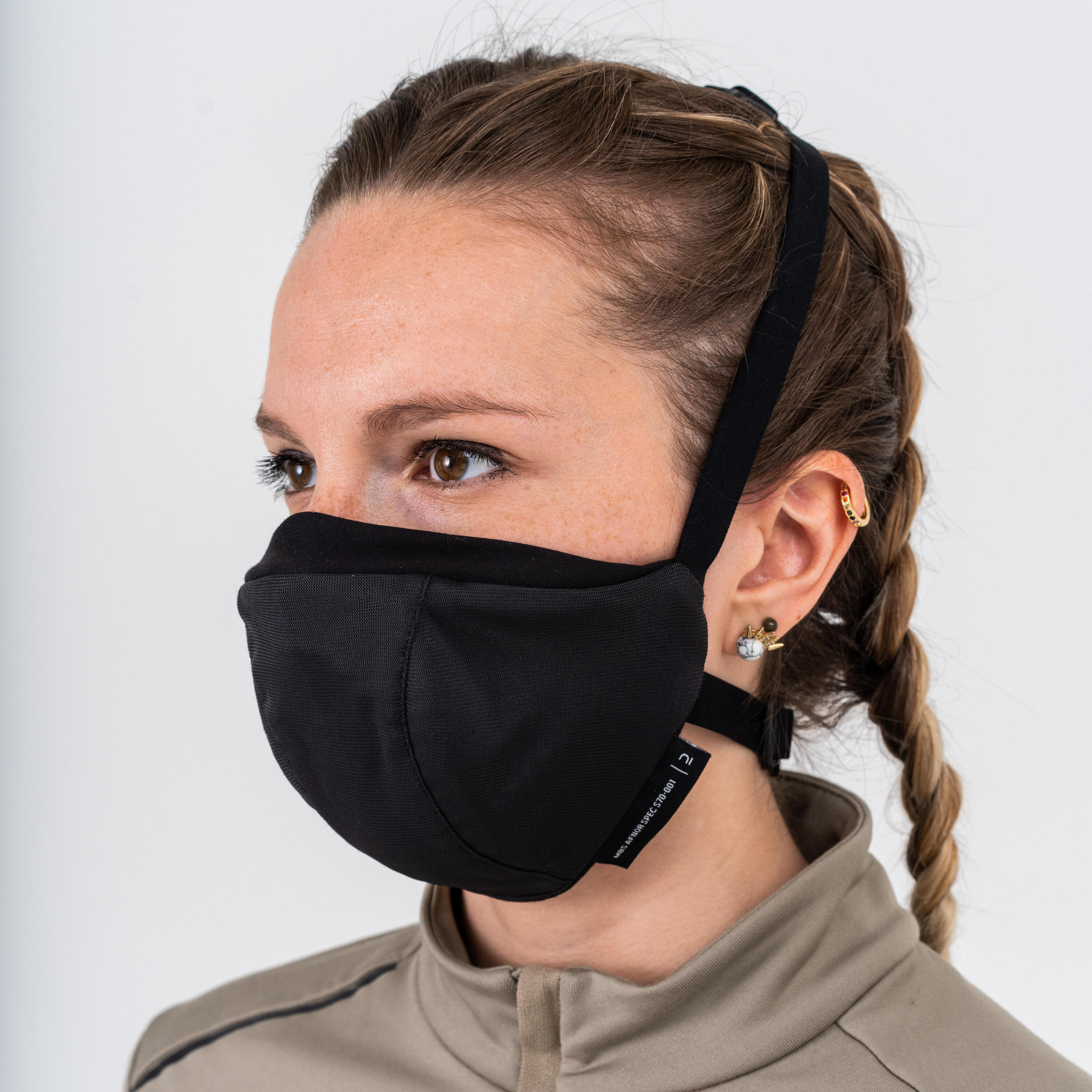 MASQUE BARRIÈRE COVID-19 POUR LE SPORT RÉUTILISABLE MBS NOIR 38/42