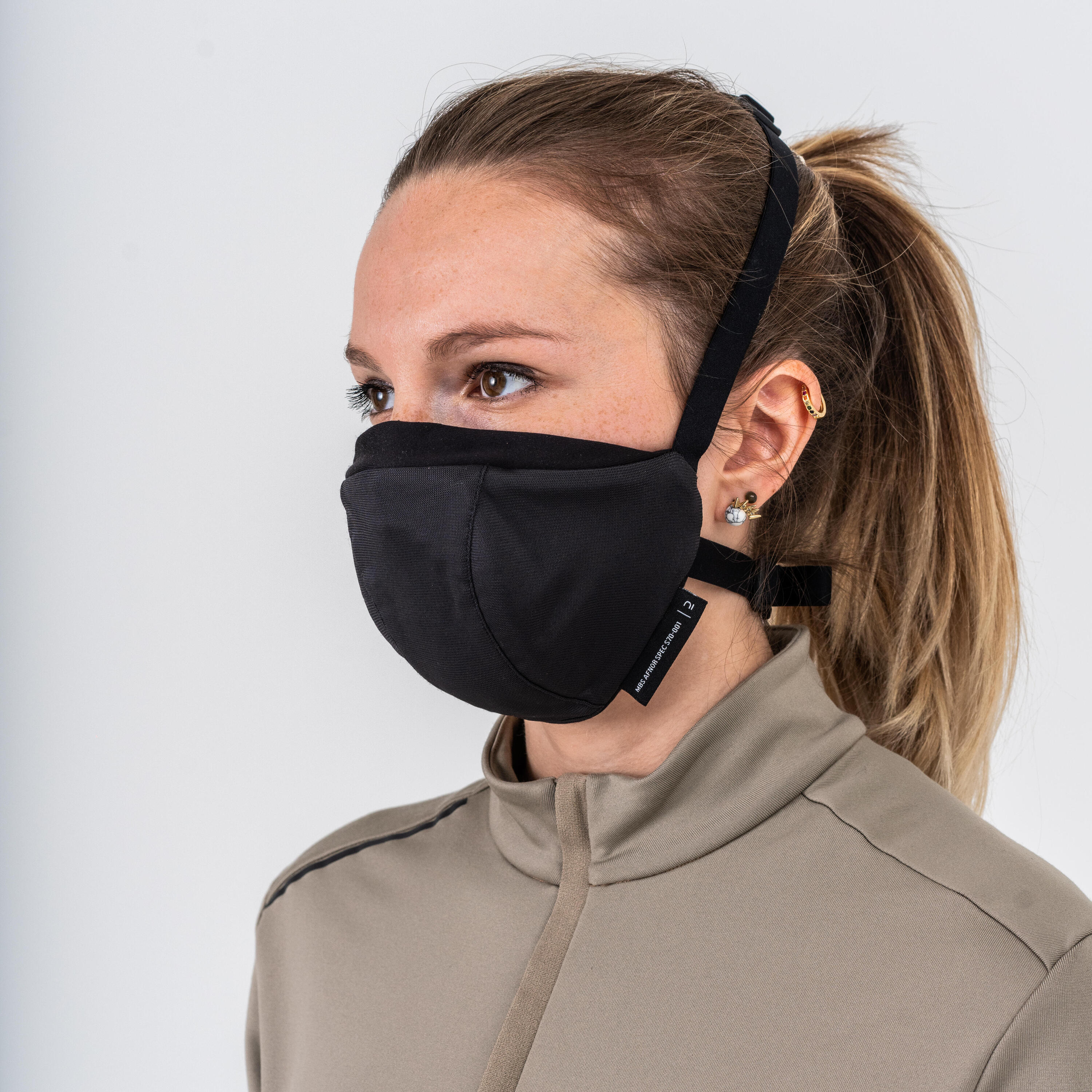 MASQUE BARRIÈRE COVID-19 POUR LE SPORT RÉUTILISABLE MBS NOIR 35/42