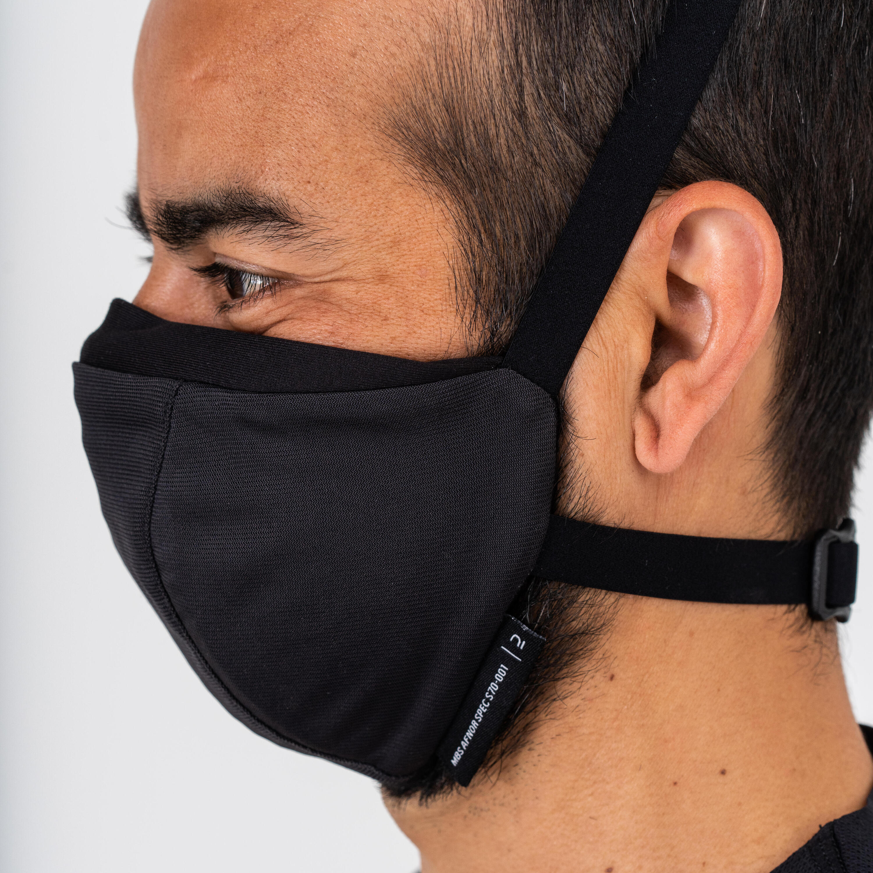 MASQUE BARRIÈRE COVID-19 POUR LE SPORT RÉUTILISABLE MBS NOIR 34/42