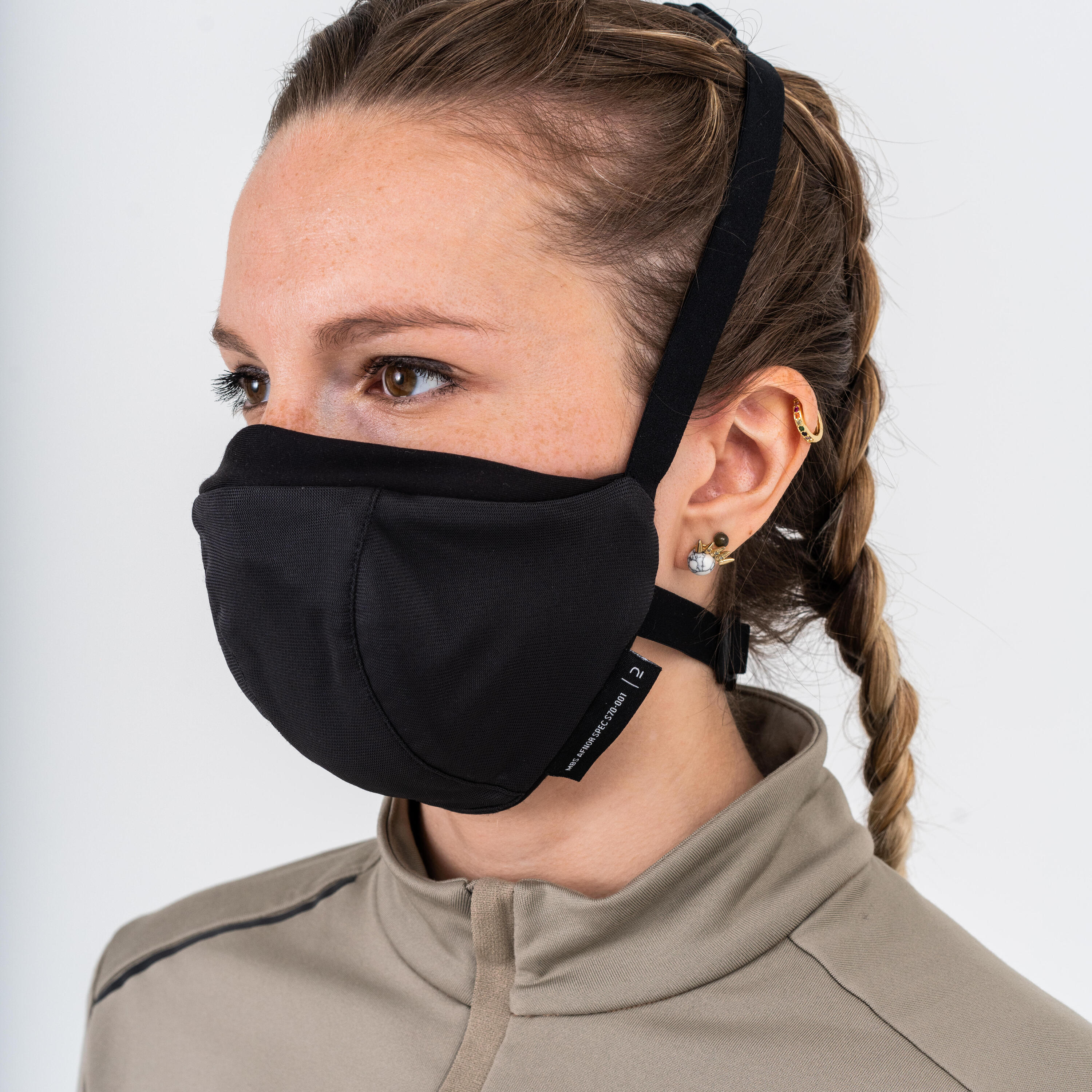 MASQUE BARRIÈRE COVID-19 POUR LE SPORT RÉUTILISABLE MBS NOIR 30/42