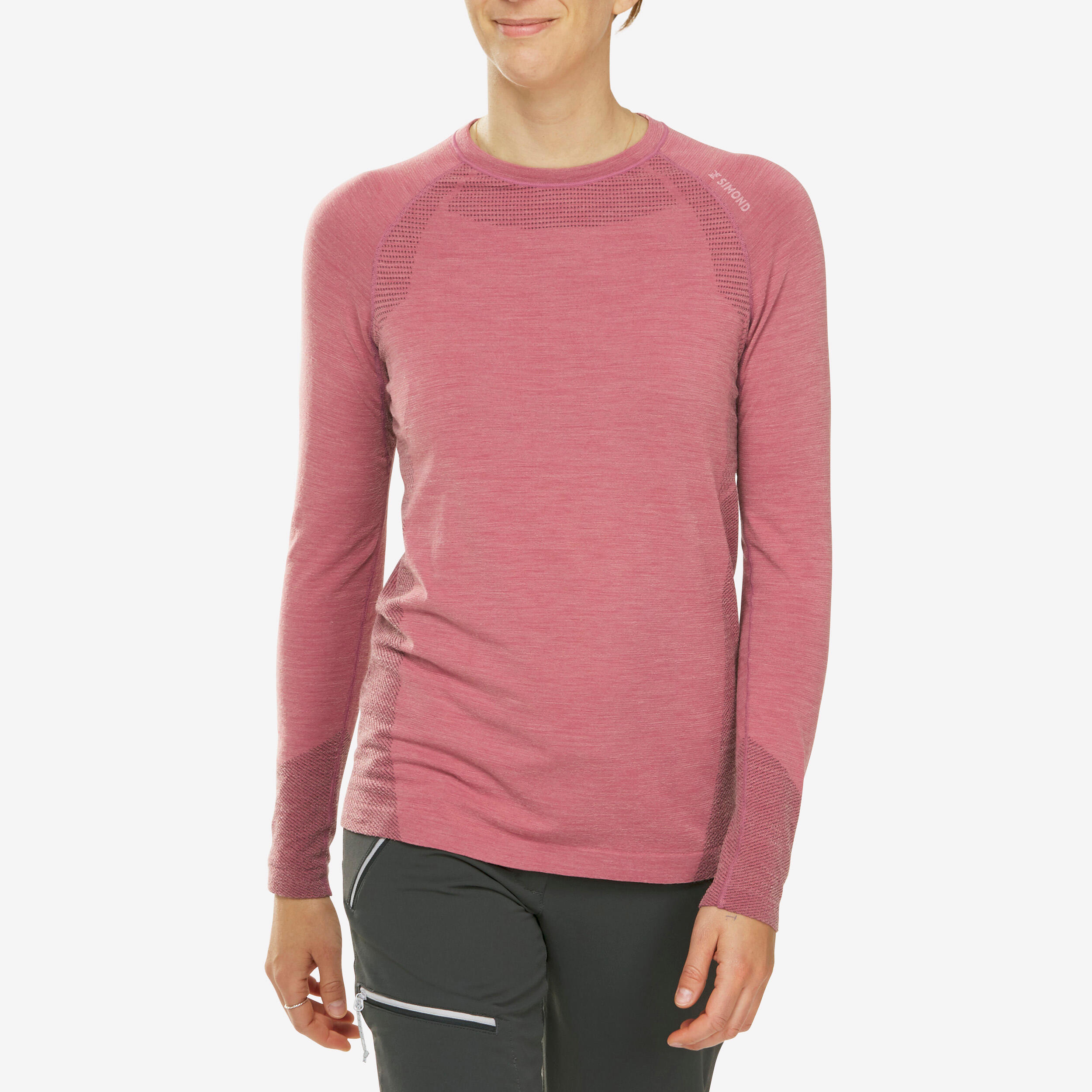 Simond - Tee-shirt Seamless Manches Longues En Laine Femme - Alpinism - T-shirt Manches Longues - Escalade Alpi Canyoning Parapente - Rose - 48 Xl -