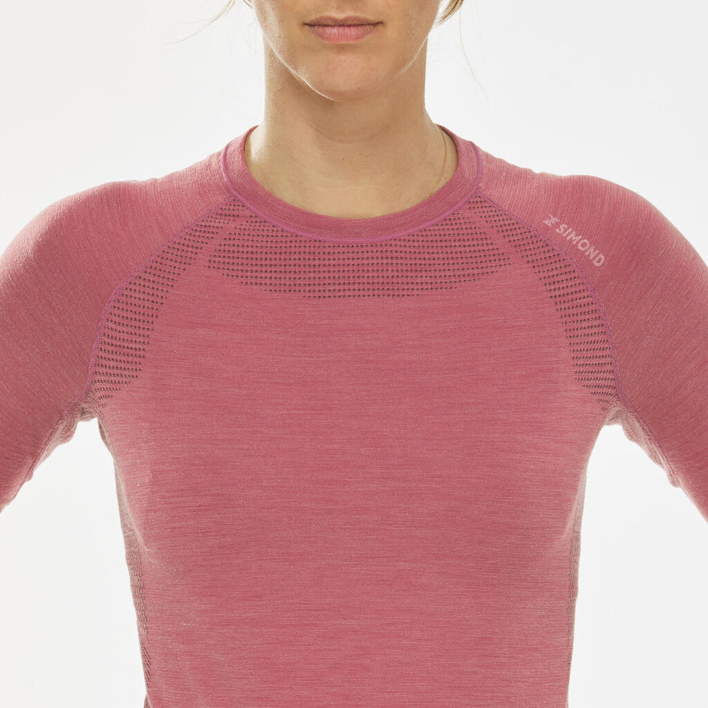 Sieviešu bezvīļu vilnas T krekls ar garām piedurknēm “Alpinism”