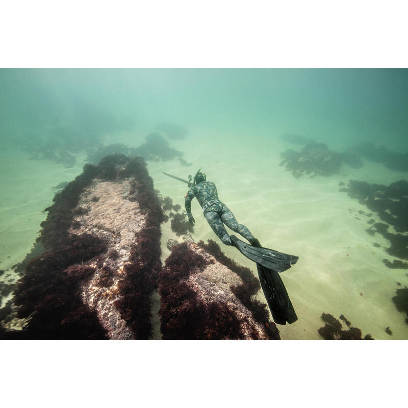 Neoprenhose Freediving SPF 500 Glattneopren 5 mm camouflage khaki