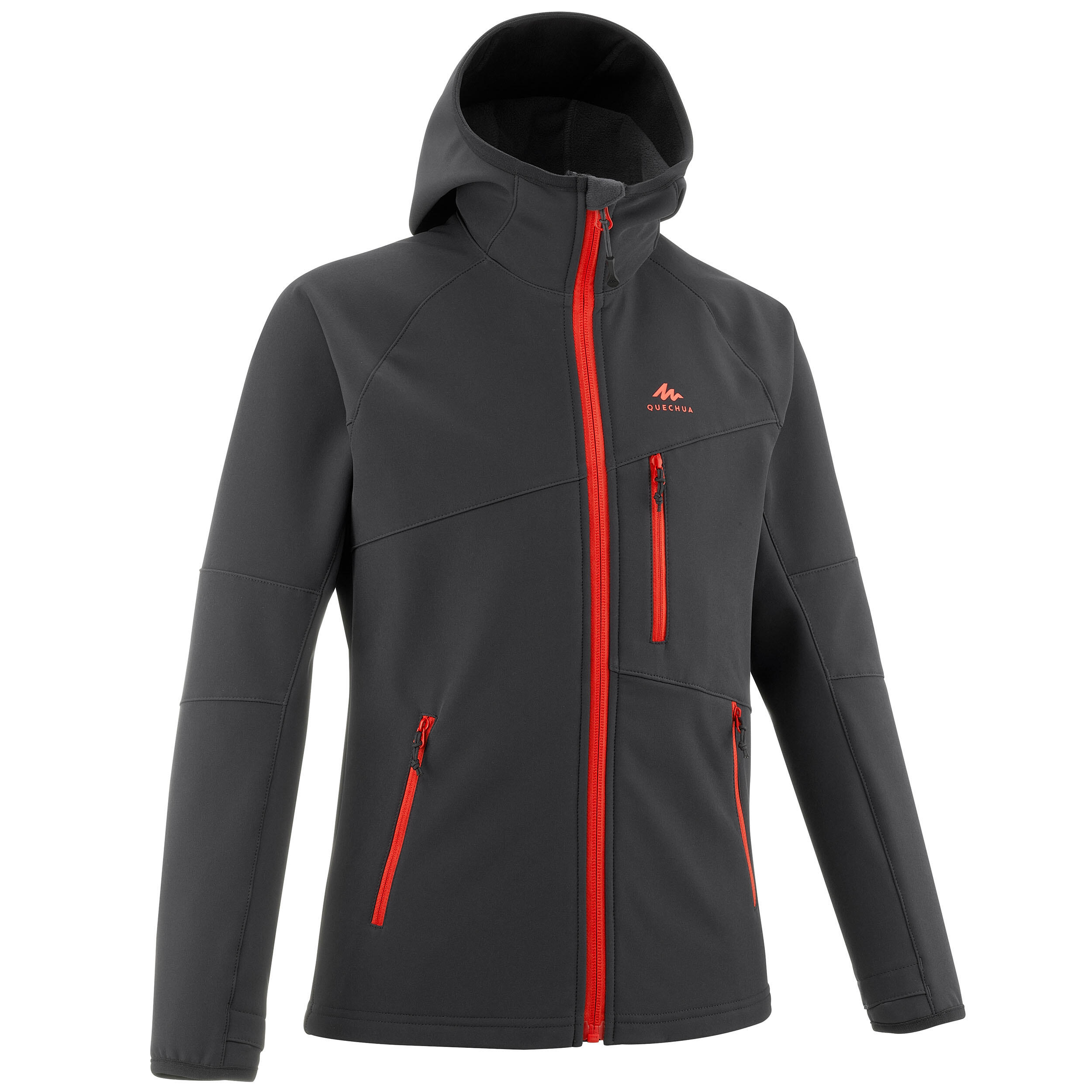 Kids’ Hiking Softshell Jacket - MH 550 Red/Black - QUECHUA