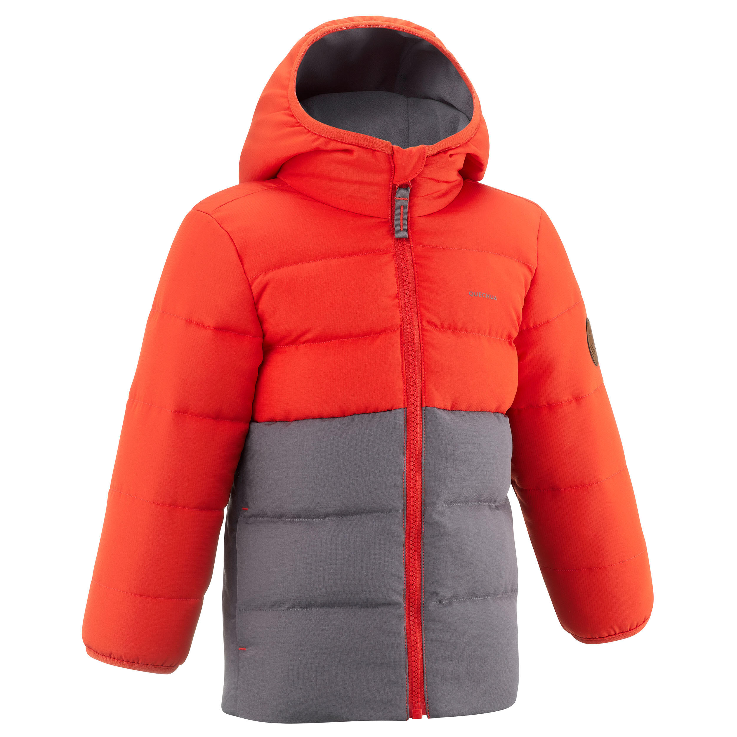 QUECHUA Kids’ Hiking Padded Jacket - Aged 2-6 - Orange and Grey