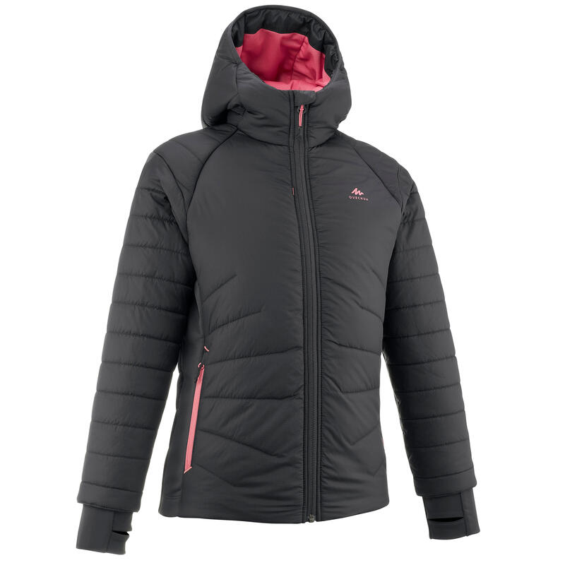 CHAQUETA ACOLCHADA DE SENDERISMO - HÍBRIDA GRIS OSCURO - NIÑOS 7-15 AÑOS