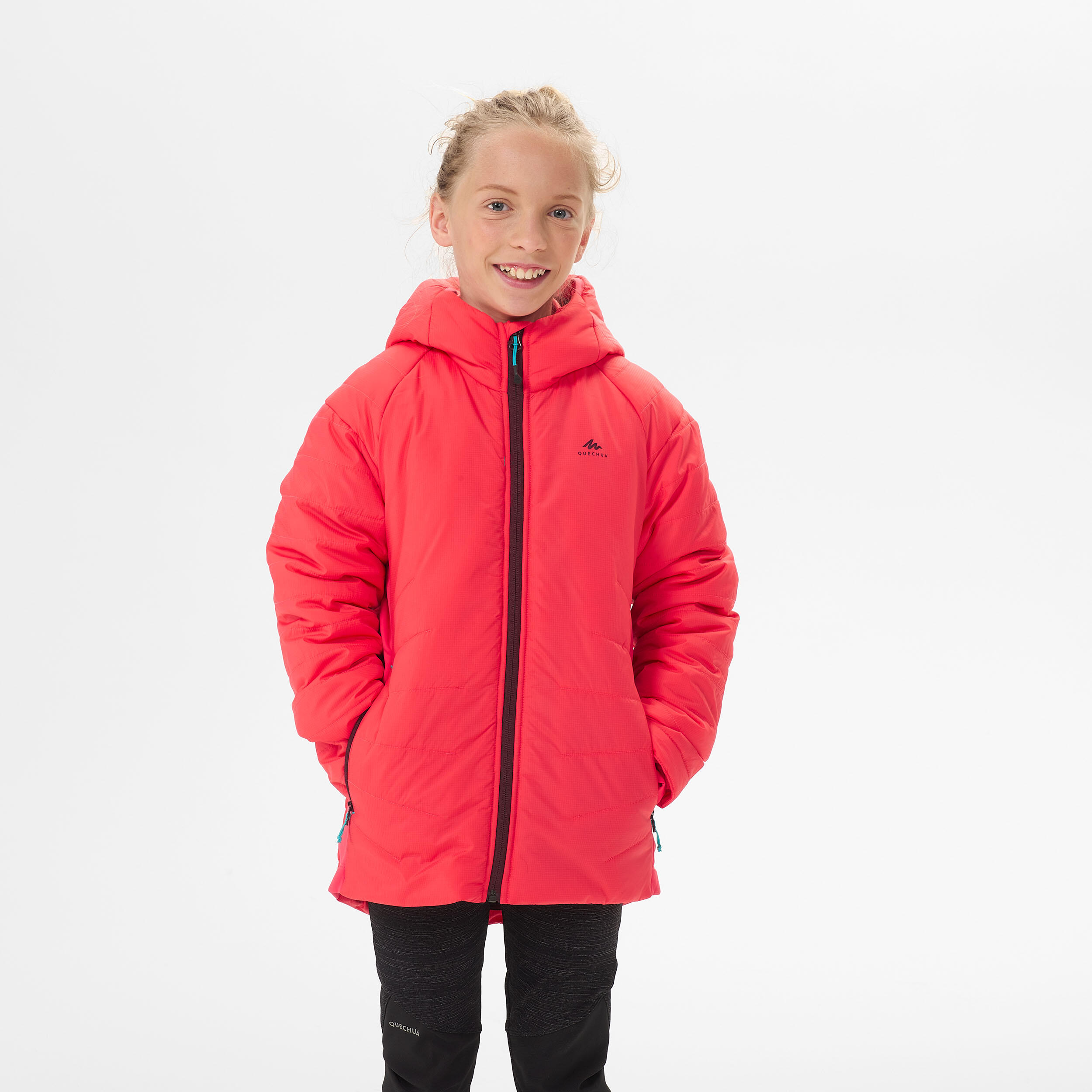 KIDS’ PADDED HIKING JACKET - HYBRID AGED 7-15 - CORAL 3/9