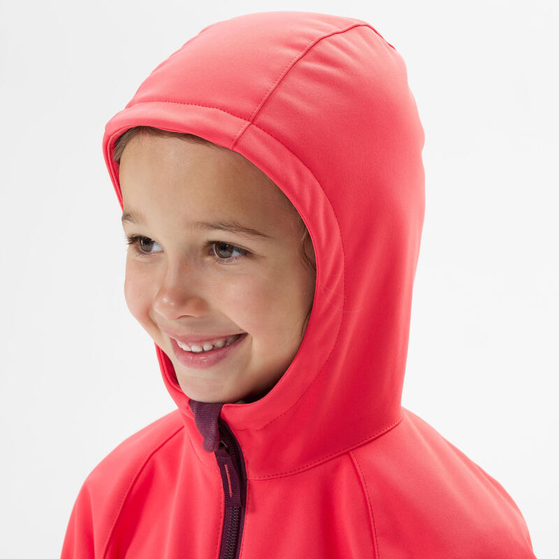 Dětská turistická softshellová bunda MH550 růžová