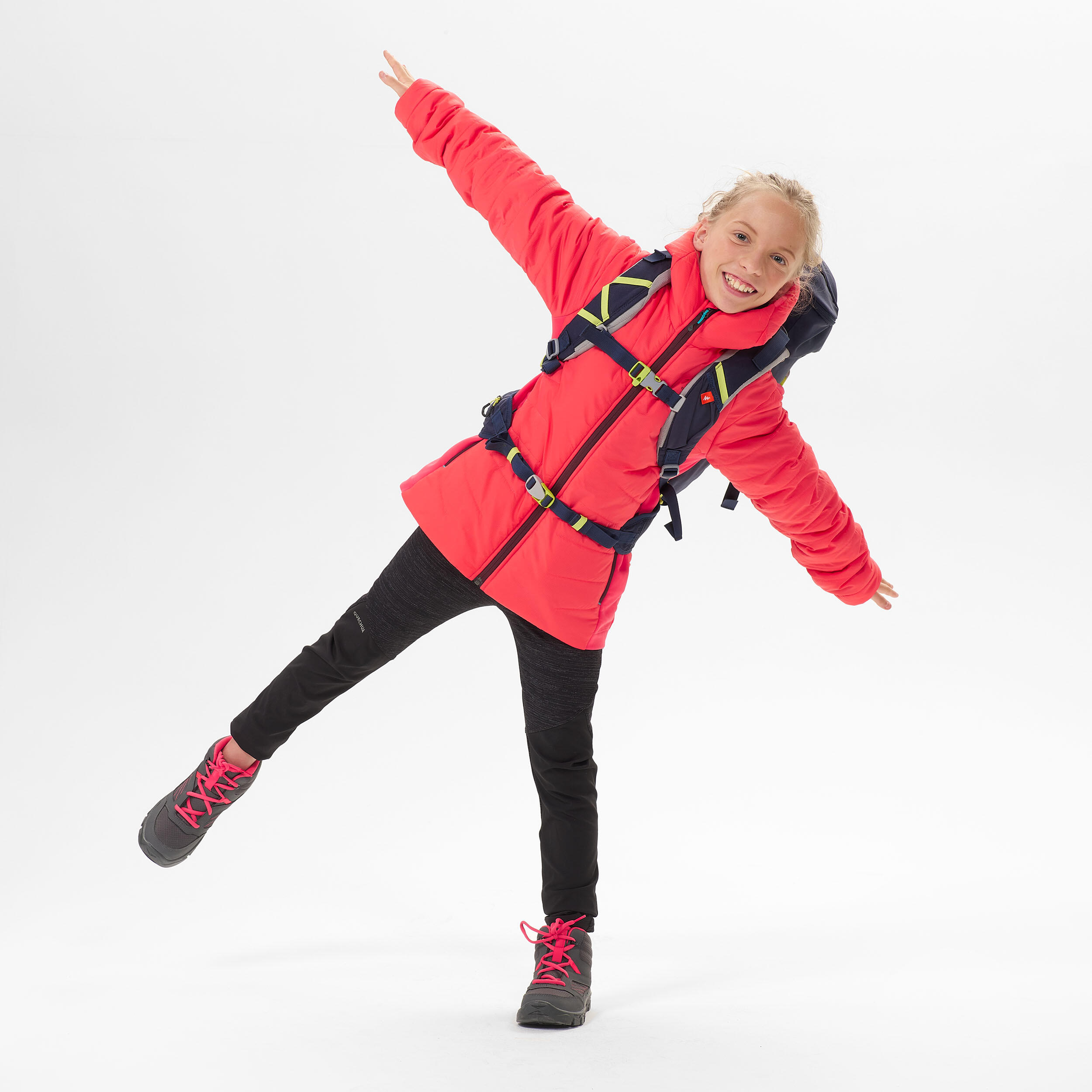 KIDS’ PADDED HIKING JACKET - HYBRID AGED 7-15 - CORAL 2/9