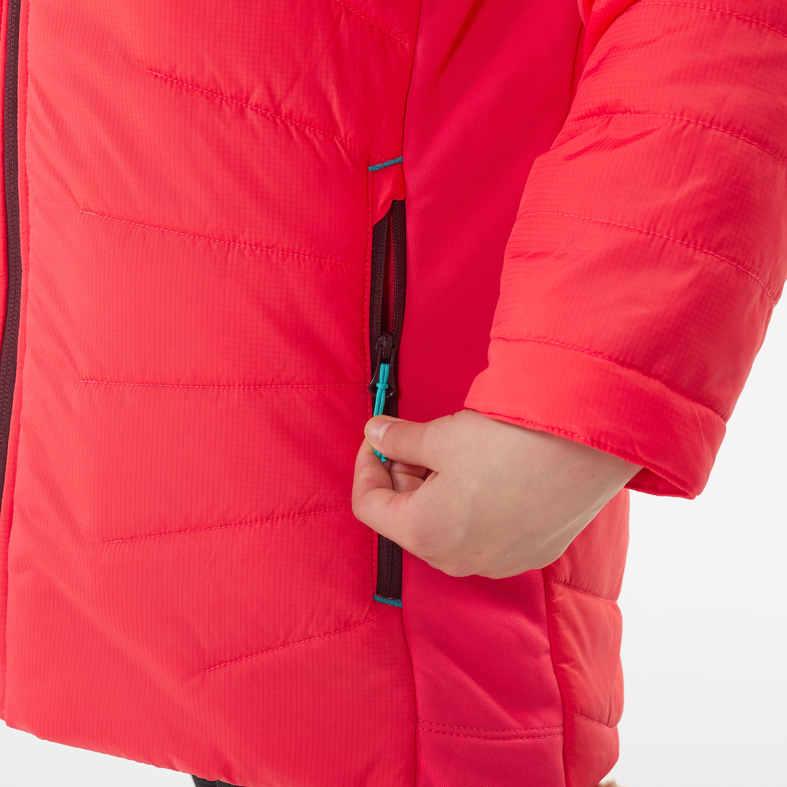 KIDS’ PADDED HIKING JACKET - HYBRID AGED 7-15 - CORAL 7/9
