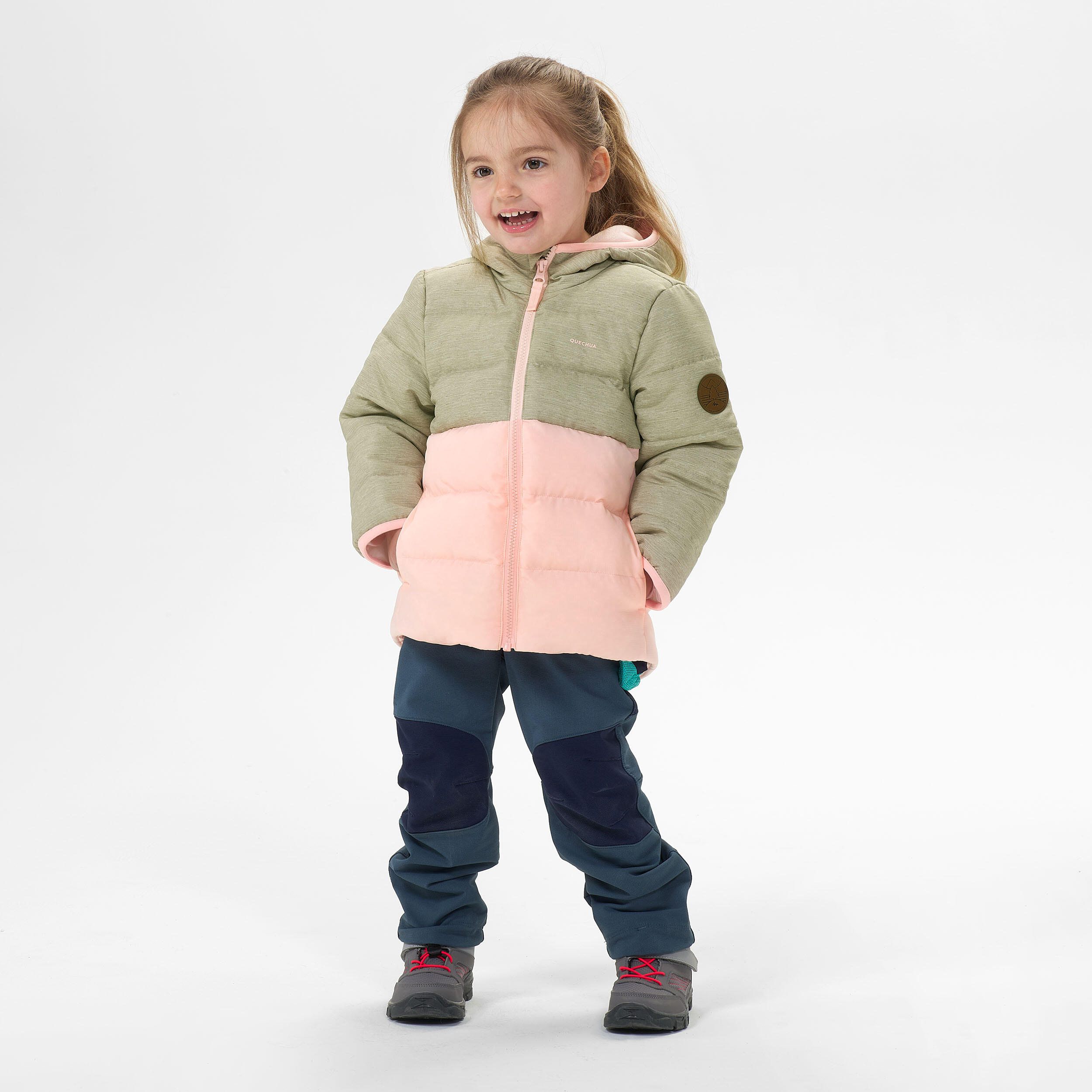 Gewatteerde wandeljas voor kinderen 2-6 jaar roze/beige 2/5