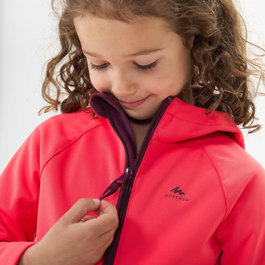 Roze dečja jakna softshell za planinarenje (od 2 do 6 godina) 