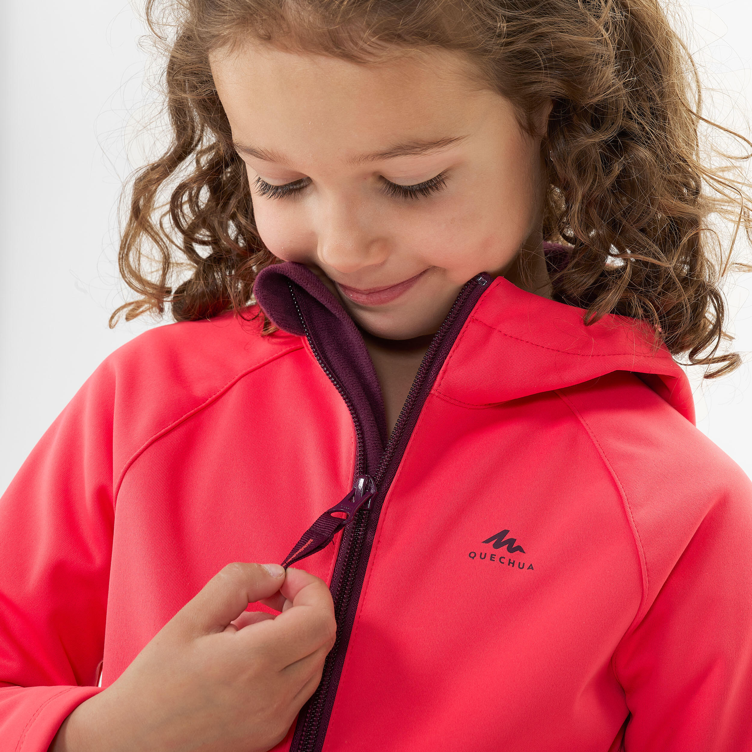 Kids 2-6 Years Hiking Softshell Jacket MH550 - pink  9/9