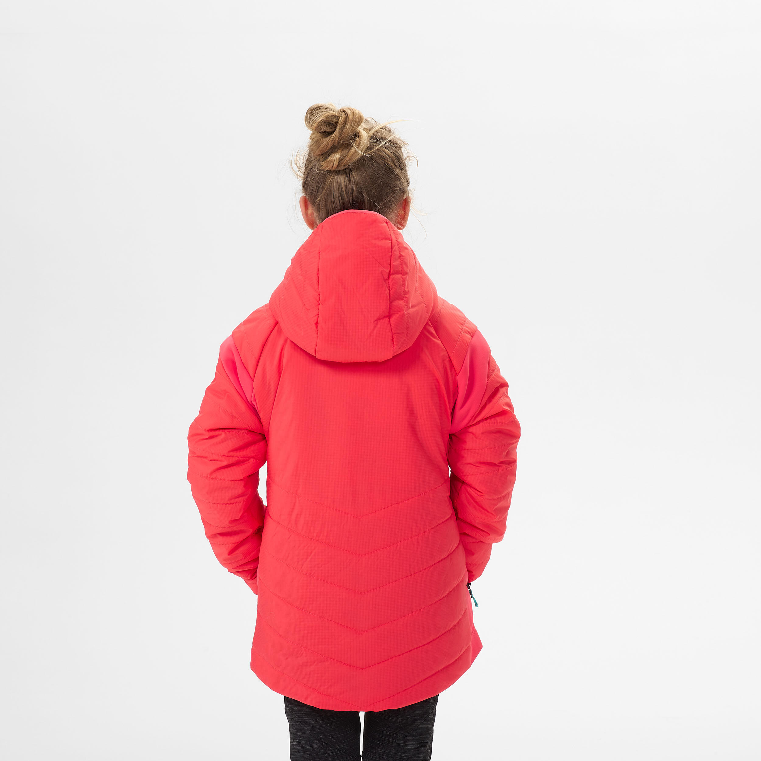 KIDS’ PADDED HIKING JACKET - HYBRID AGED 7-15 - CORAL 4/9