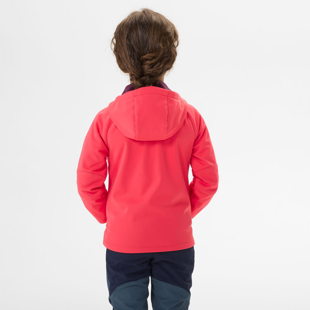 Detská turistická softshellová bunda MH550 pre 2 - 6 rokov ružová