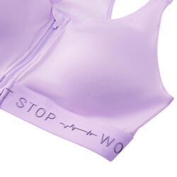 Women's Zip-Up Cardio Fitness Bra 900 - Mauve