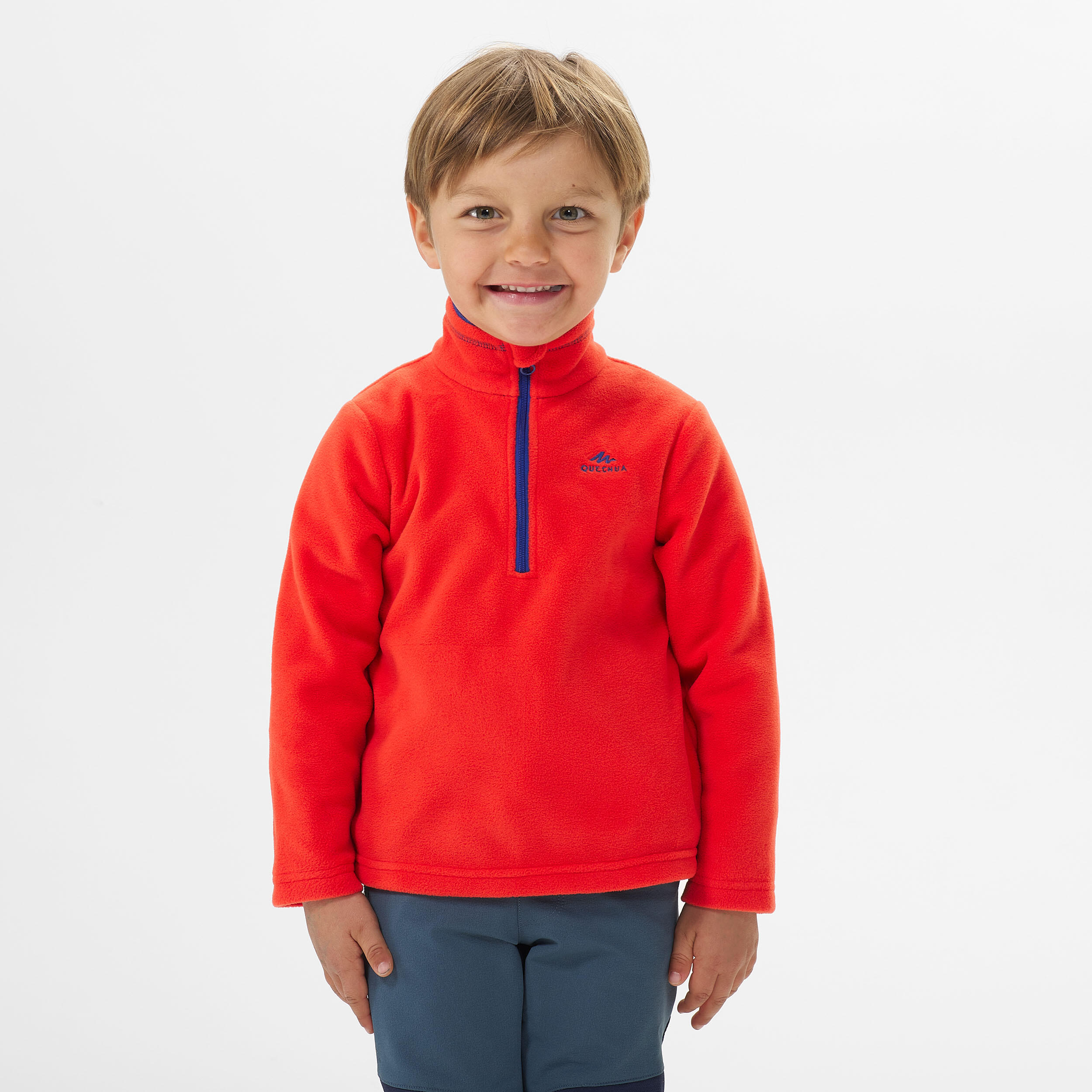 Sudadera de senderismo de forro polar roja para niños de 2 a 6 años MH100 2/22