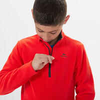 Kids’ hiking fleece jacket MH100 Half Zip - 7-15 years - Red