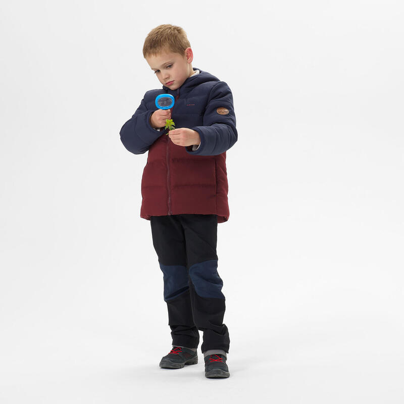 Kids’ Hiking Down Jacket Age 2-6 Years - Burgundy/Blue