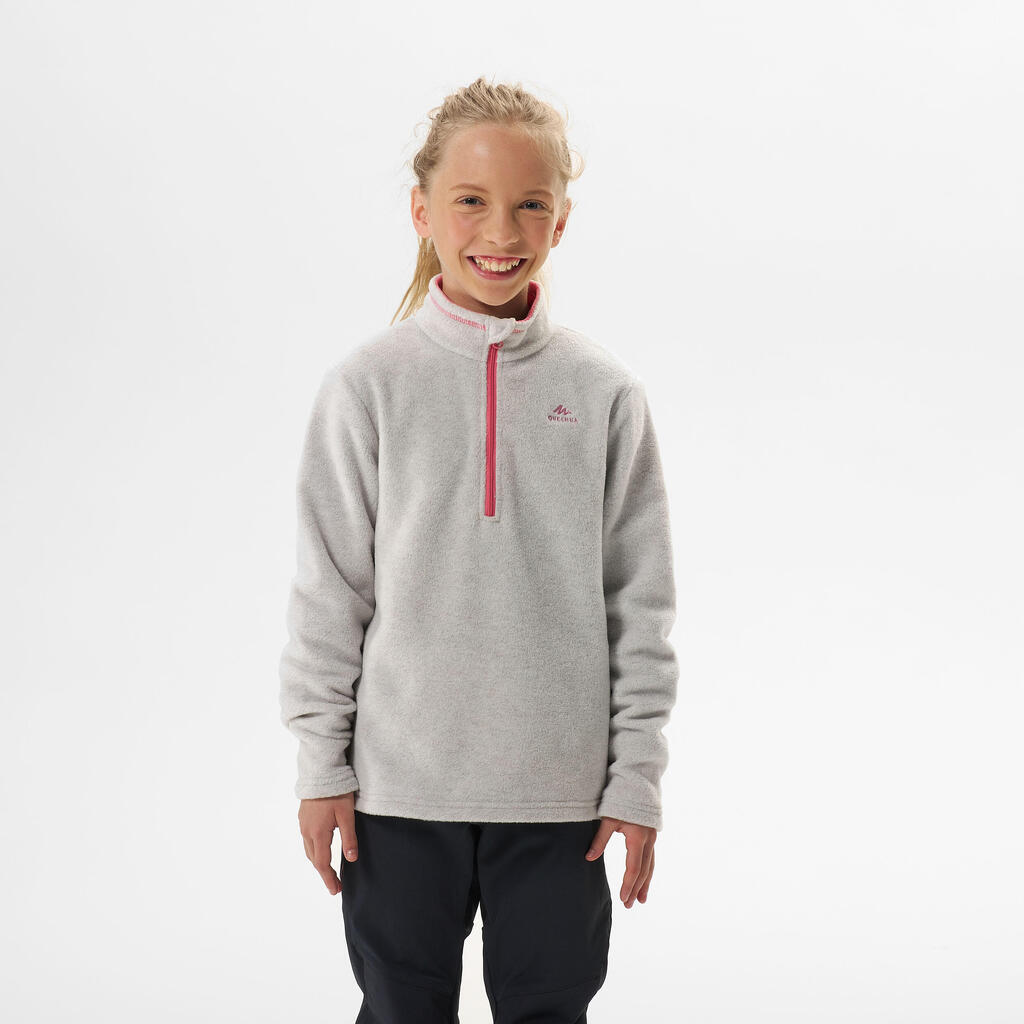 Girl’s Hiking Fleece - MH100  Aged 7-15 - Dark Pink