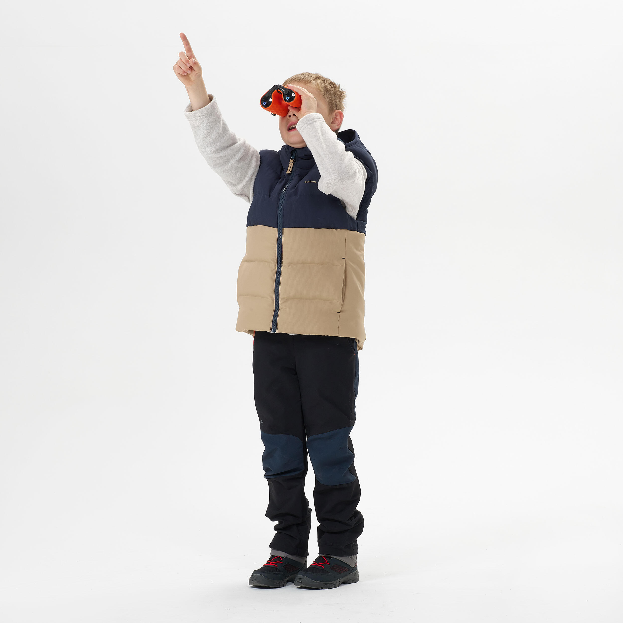 Kids’ Padded Hiking Gilet - Aged 2-6 - Beige and Blue 2/11