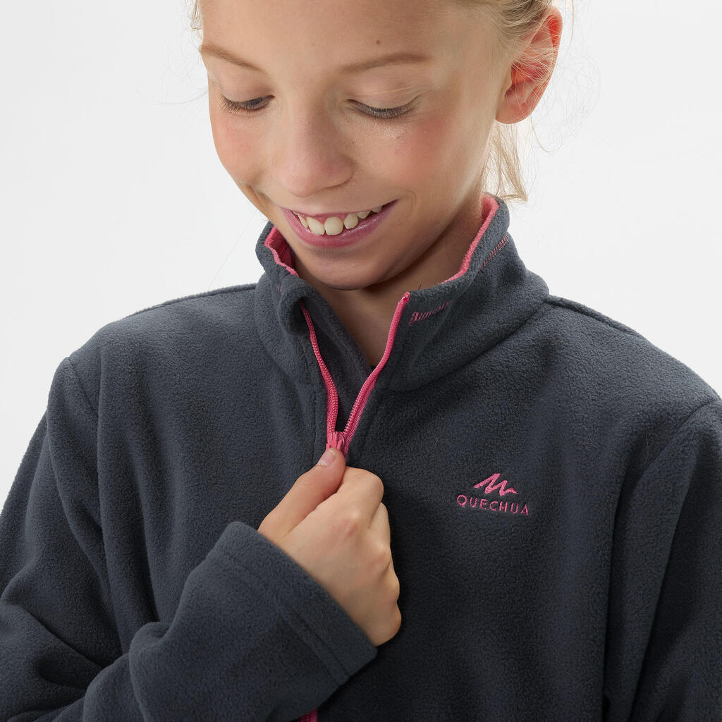 Girl’s Hiking Fleece - MH100  Aged 7-15 - Dark Pink