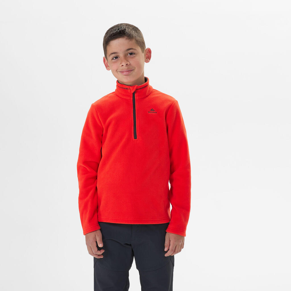 Kids’ Hiking Fleece Jacket MH100 - 7-15 years - Half Zip - Blue