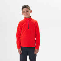 Kids’ hiking fleece jacket MH100 Half Zip - 7-15 years - Red